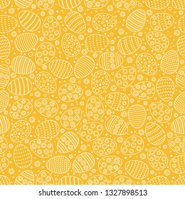 Easter seamless background with eggs. Gift card egg ornament, pattern. Spring season holidays.