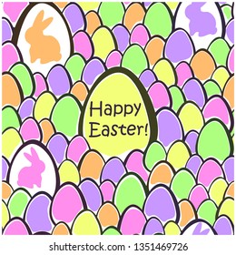 Easter seamless background with eggs. Happy Easter. Vector illustration