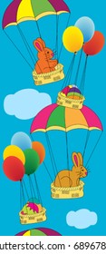 Easter seamless border with rabbits