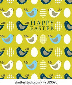 Easter seamless card with chicks and eggs