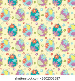 Easter seamless cute pattern with easter eggs. Design for easter covers, wrappers, decorations. Vector.