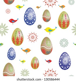 Easter seamless with eggs and birds - vector illustration. You can use it to fill your own background.