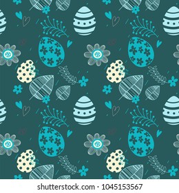 Easter seamless floral pattern. Hand drawn endless floral texture. Flat design. Used for wallpaper, textile, website design.