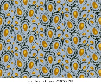 Easter seamless pastern. Eggs, branches, leaves festive tracery. Good for fabric, paper, wrapping, background.