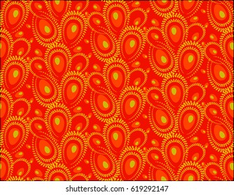Easter seamless pastern. Eggs, branches, leaves festive tracery. Good for fabric, paper, wrapping, background.