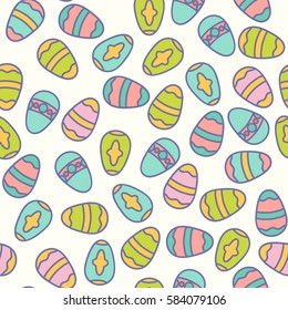 Easter seamless patern design vector illustration. Line style eggs