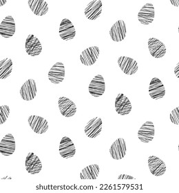 Easter seamless patern. Easter eggs with different lines isolated on white background.Holiday decoration for easter holiday. Vector illustration.