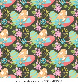 Easter seamless pattern background design vector holiday celebration party wallpaper greeting colorful egg fabric textile illustration.