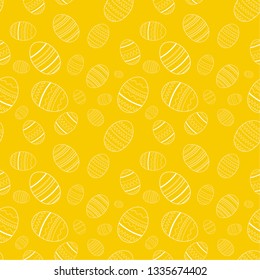 Easter seamless pattern with a beautiful painted Easter eggs. Vector illustration. yellow