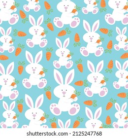 Easter seamless pattern with bunbnby anbd carrot pattern