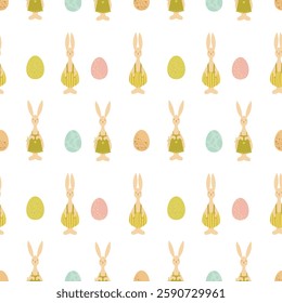 Easter seamless pattern, bunnies and eggs seamless pattern