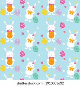 easter seamless pattern with bunny and easter egg design