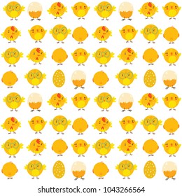 Easter seamless pattern with chicken. Perfect for wallpapers, pattern fills, web page backgrounds, surface textures, textile.