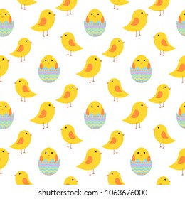 Easter seamless pattern with chickens for wrapping paper, wallpaper, web page background and more.