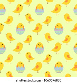 Easter seamless pattern with chickens for wrapping paper, wallpaper, web page background and more.