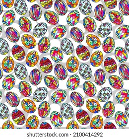Easter seamless pattern of colored eggs. Vector stock illustration eps10. 