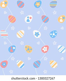 Easter seamless pattern with colorful decorated eggs