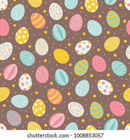 Easter seamless pattern with colorful eggs. Perfect for wallpaper, gift paper, web page background, spring greeting cards