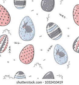 Easter seamless pattern with colorful eggs. Perfect for wallpaper, gift paper, web page background, spring and Easter greeting cards