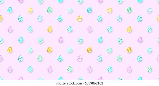 Easter Seamless pattern with colorful eggs. Vector illustration. Pattern to design greeting cards, textile, decor