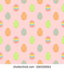 Easter seamless pattern with colorful eggs for wrapping paper, wallpaper, web page background and more.
