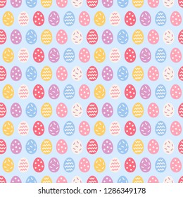 Easter seamless pattern with colorful eggs. Perfect for wallpaper, gift paper, web page background, spring greeting cards