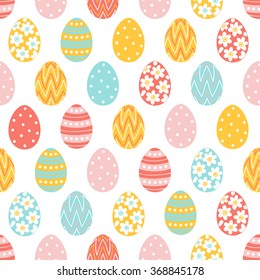 Easter seamless pattern with colorful eggs. Perfect for wallpaper, gift paper, pattern fills, web page background, spring and Easter greeting cards