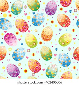 Easter seamless pattern with colorful eggs. Perfect for wallpaper, gift paper, pattern fills, web page background, spring and Easter greeting cards