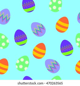 Easter seamless pattern with colorful eggs. Perfect for season greetings, wallpaper, wrapping paper, pattern fills, background and spring holiday greeting card.