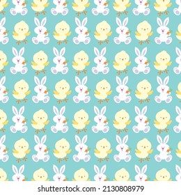Easter seamless pattern with cute unny and chick for easter gift wrap or card