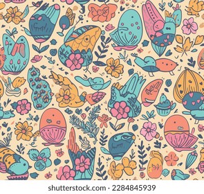 Easter seamless pattern cute vector illustration