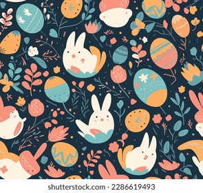 Easter seamless pattern cute vector illustration design