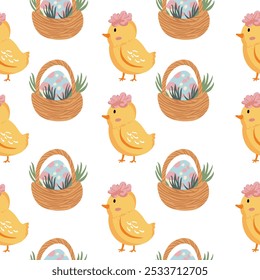 Easter seamless pattern, cute vector pattern for decoration. Holy Easter motifs