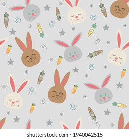 Easter seamless pattern design with bunnies
