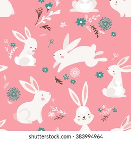 Easter seamless pattern design with bunnies