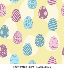 Easter seamless pattern with different eggs.