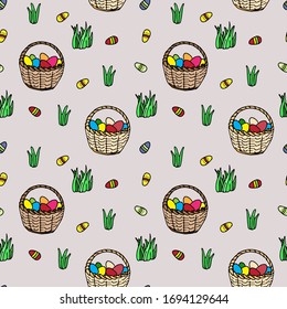 Easter seamless pattern, digital paper, swatch, stock vector illustration.