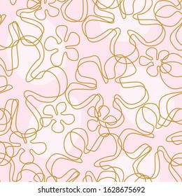 Easter seamless pattern with egg shape and linear flowers vector clipart. Abstract vector repeating design for springtime christian holiday celebration, baby girl room, nursery decoration.
