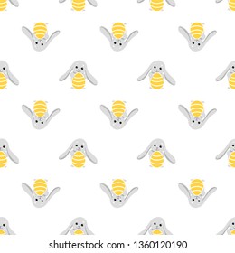 easter seamless pattern with eggs and bunnies