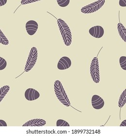  Easter seamless pattern with eggs and feathers. Festive Easter background. Design for Easter, textile, paper, printing