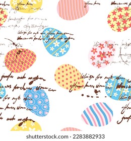 Easter seamless pattern, eggs festive spring background