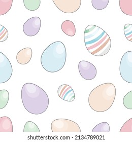 easter seamless pattern, eggs on a white background.