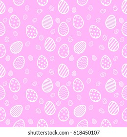Easter Seamless Pattern, Eggs on Pink Background
