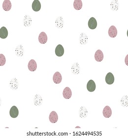 Easter seamless pattern with eggs. Perfect for wallpapers, pattern fills, web page backgrounds, surface textures, textile. White background.