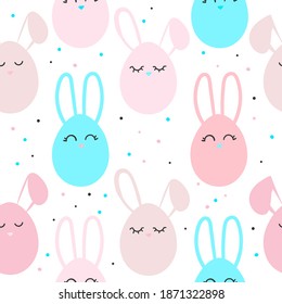 Easter seamless pattern with eggs with rabbit ears