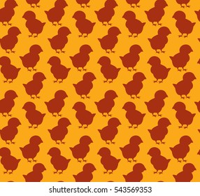 Easter seamless pattern. Floral illustration with chickens  for decoration traditional holiday symbols