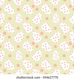 Easter seamless pattern with flowers and holiday eggs.Perfect for wallpaper, gift paper, pattern fills, web page background, spring and Easter greeting cards.