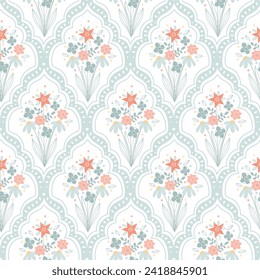 Easter seamless pattern with flowers .Spring cute repeating textures.Damask, Children's, baby, kids Easter  background, paper, wallpaper. Vector illustration
