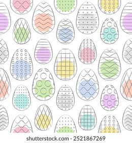 Easter seamless pattern. Minimal hand drawn pattern. Colorful Easter eggs. Vector Illustration.