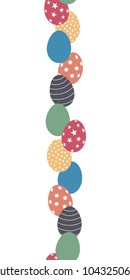 Easter seamless pattern with multi-colored eggs in a line. Vector.